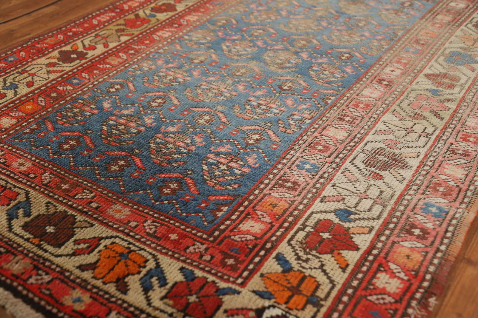 Pre-1900 Vegetable Dye Heriz Bakhshayesh Persian Runner Rug 3x15 - 7