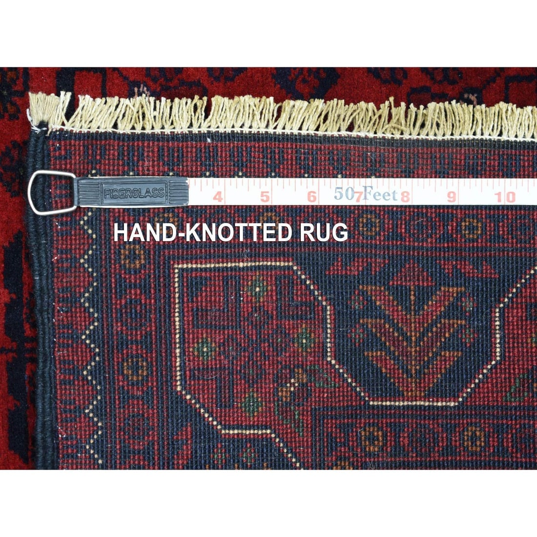 Deep and Saturated Red, Pure Wool Hand Knotted, Afghan Khamyab Rug - 6