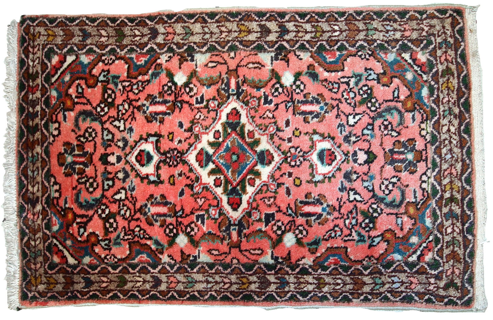 Handmade vintage Persian Lilihan rug 1.9' x 3' (59cm x 93cm) 1970s - 2