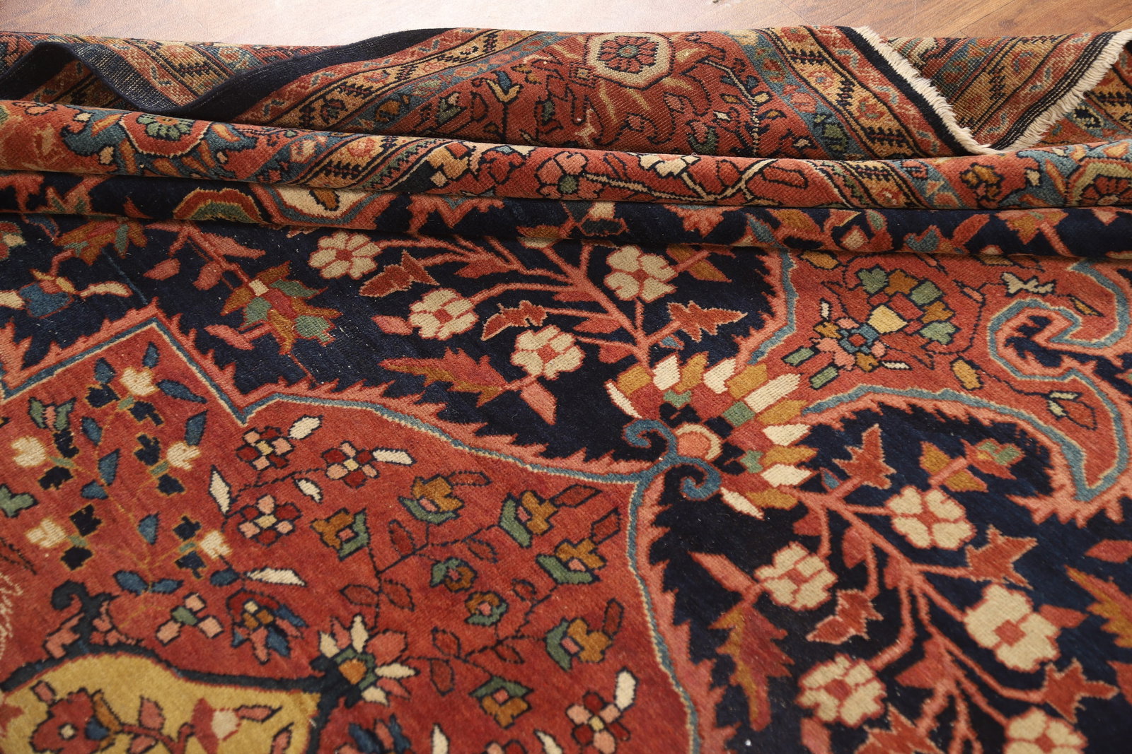 Pre-1900 Vegetable Dye Sarouk Farahan Persian Area Rug 9x13 - 16