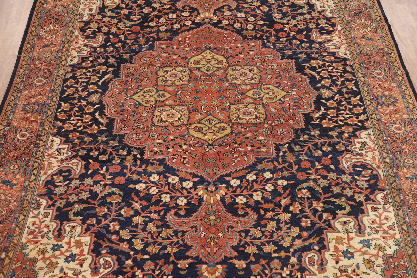 Pre-1900 Vegetable Dye Sarouk Farahan Persian Area Rug 9x13 - 4