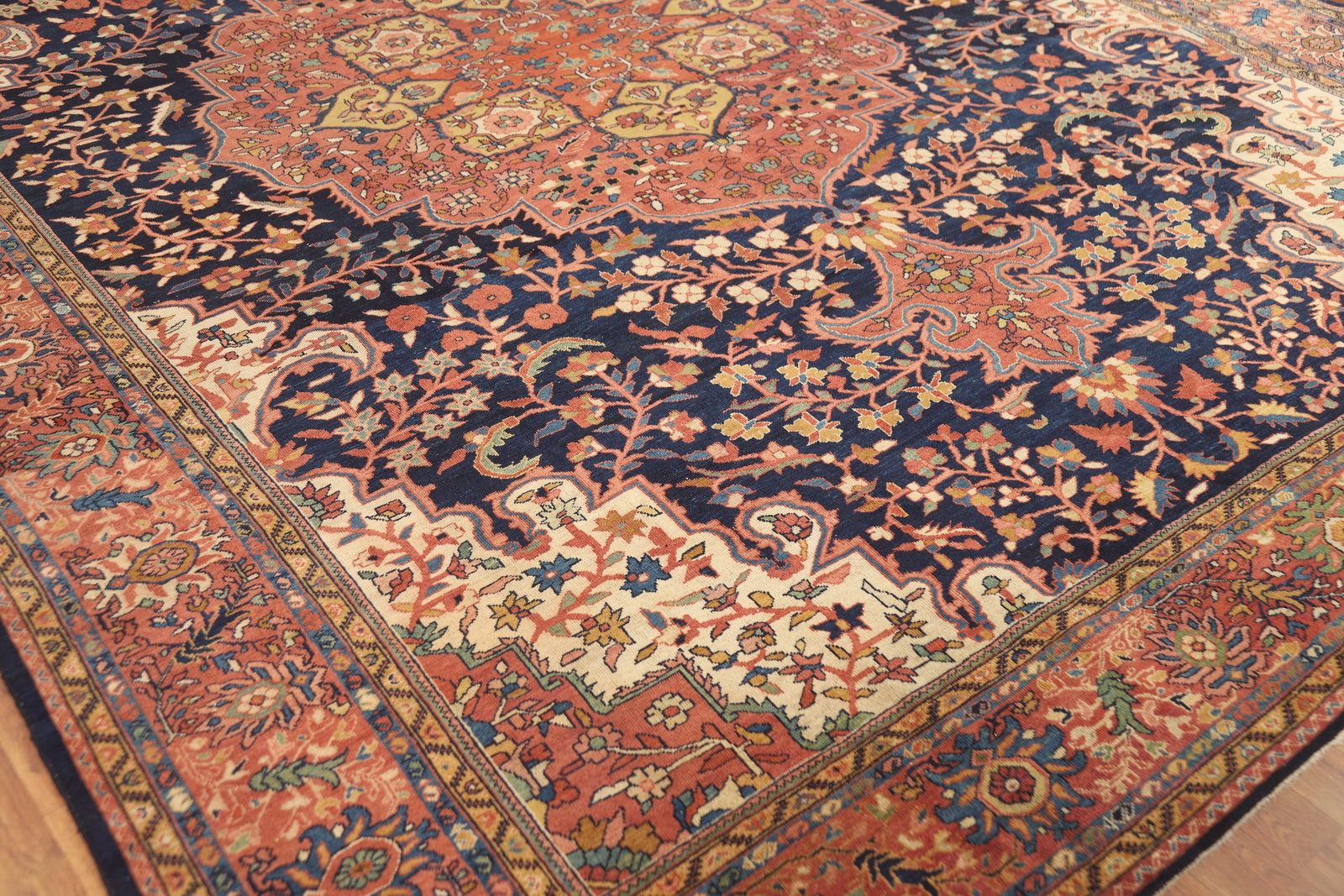 Pre-1900 Vegetable Dye Sarouk Farahan Persian Area Rug 9x13 - 7