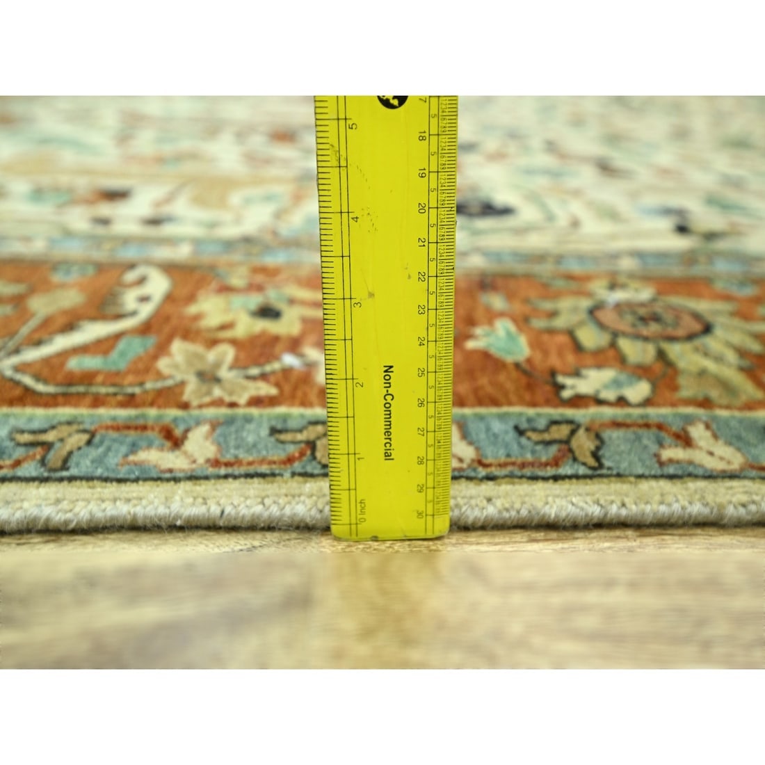 Ivory Heriz All Over Design Natural Dyes Hand Knotted Soft Wool Rug - 10