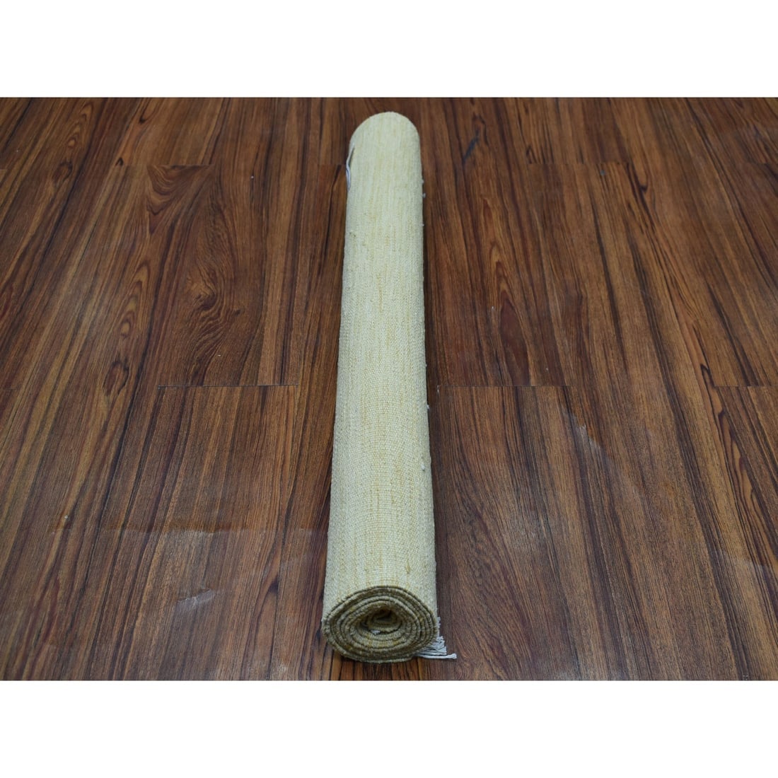 Gold Shades Flat Weave Kilim Pure Wool Hand Woven Runner Rug - 4