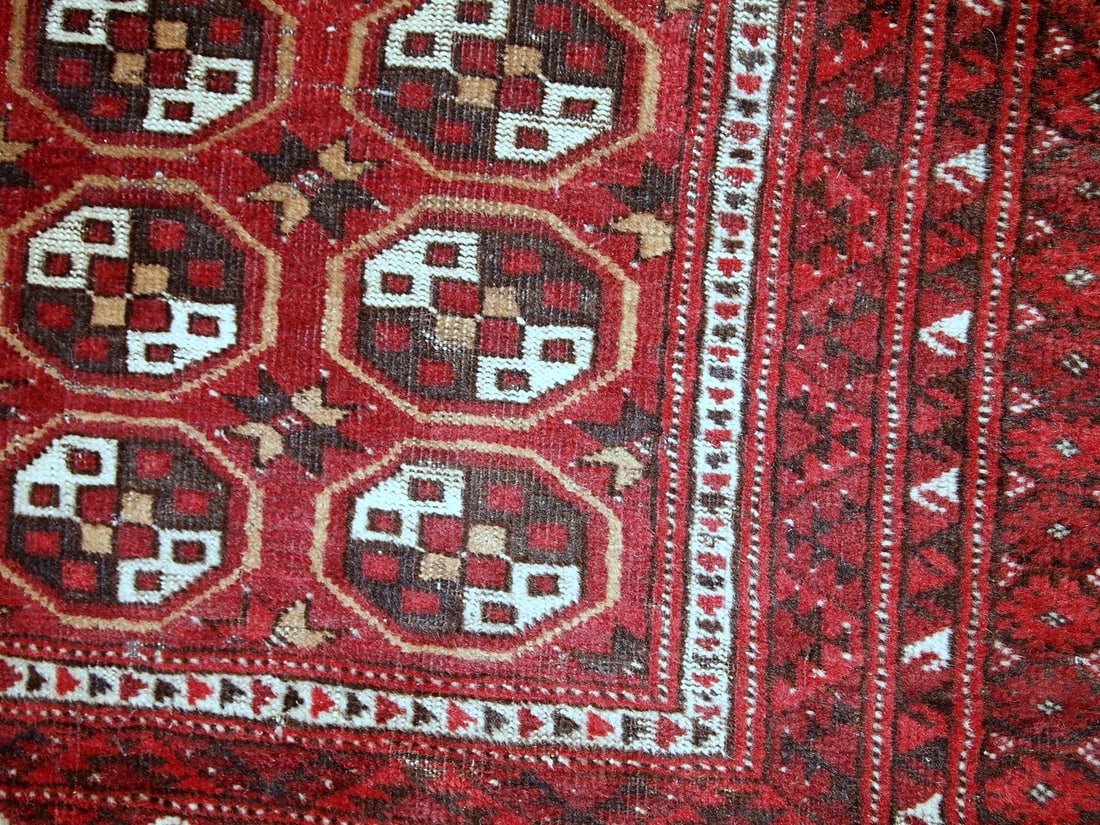 Handmade antique prayer Afghan Adraskand rug 2,7' x 3,7' ( 82cm x 115cm ) 1920 - 6