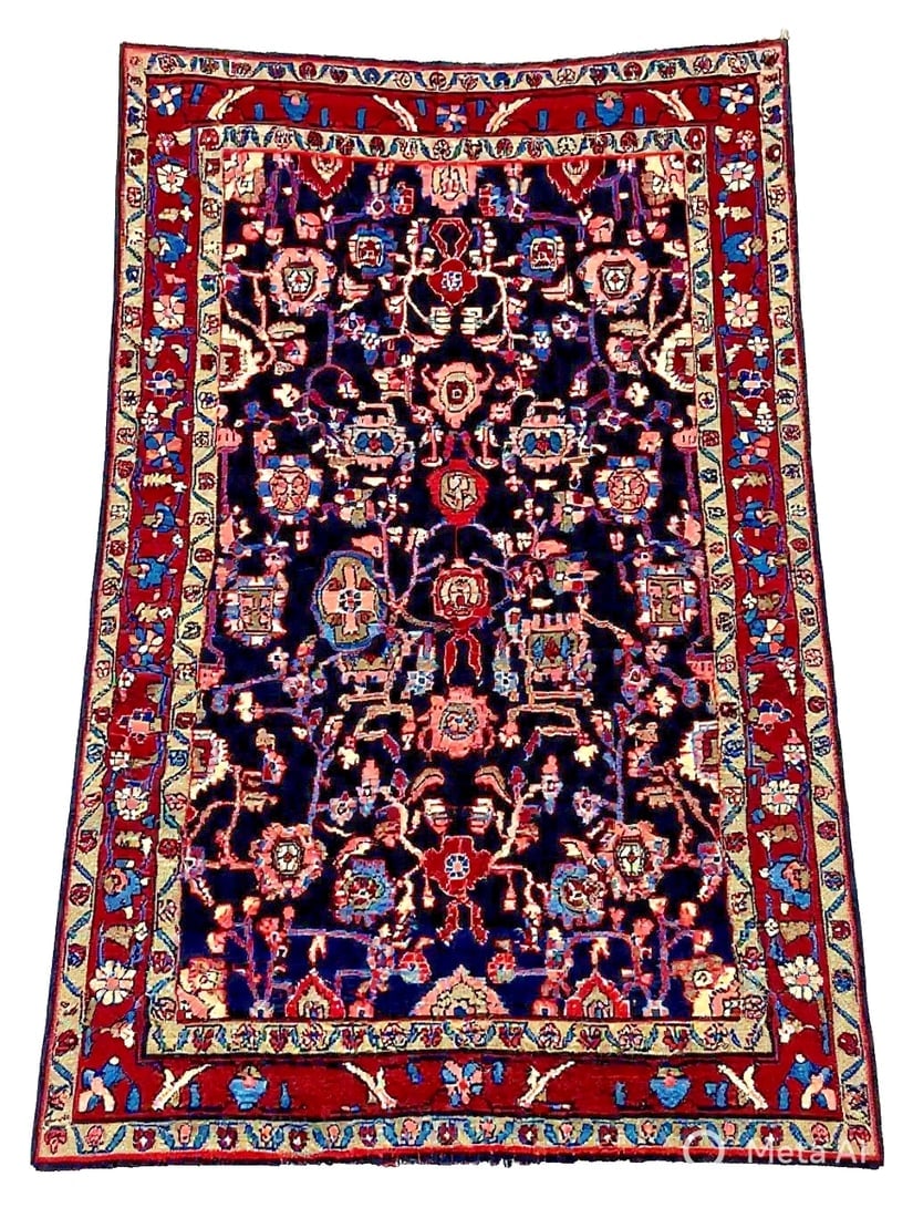 Hand Knotted Persian Tribal Wool Navy Nannaj Oriental Rug 4'6" x 7'10" - 15