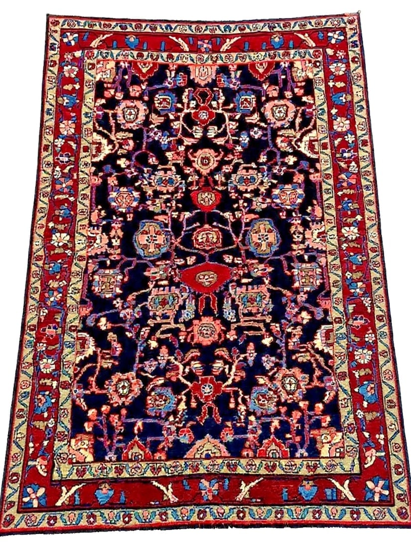 Hand Knotted Persian Tribal Wool Navy Nannaj Oriental Rug 4'6" x 7'10" - 16