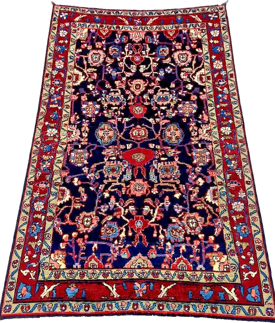 Hand Knotted Persian Tribal Wool Navy Nannaj Oriental Rug 4'6" x 7'10" - 2