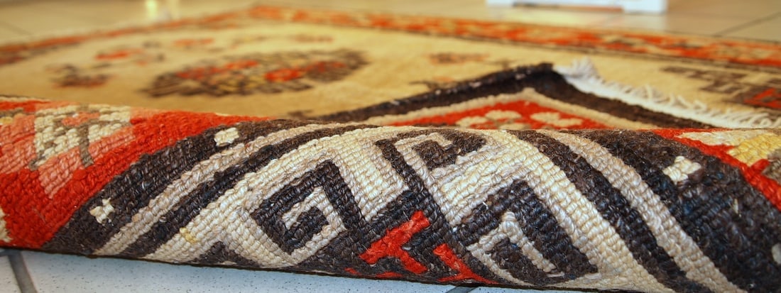 Handmade vintage Mongolian rug 2,9' x 5,2' ( 90cm x 160cm ) 1970 - 8
