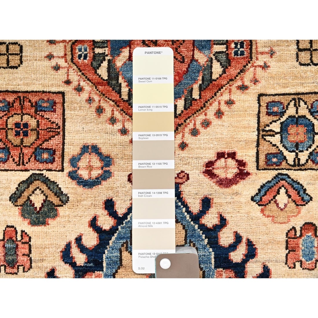 Ivory Karajeh Tribal Medallions Design Hand Knotted Wool Runner Rug - 4