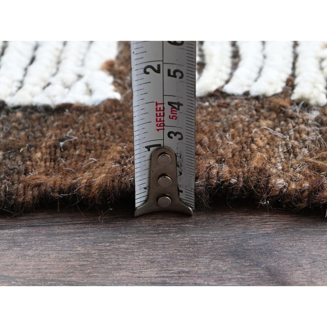 Daisy White Moroccan Weave with Box Design Hand Knotted Pure Wool Rug - 10