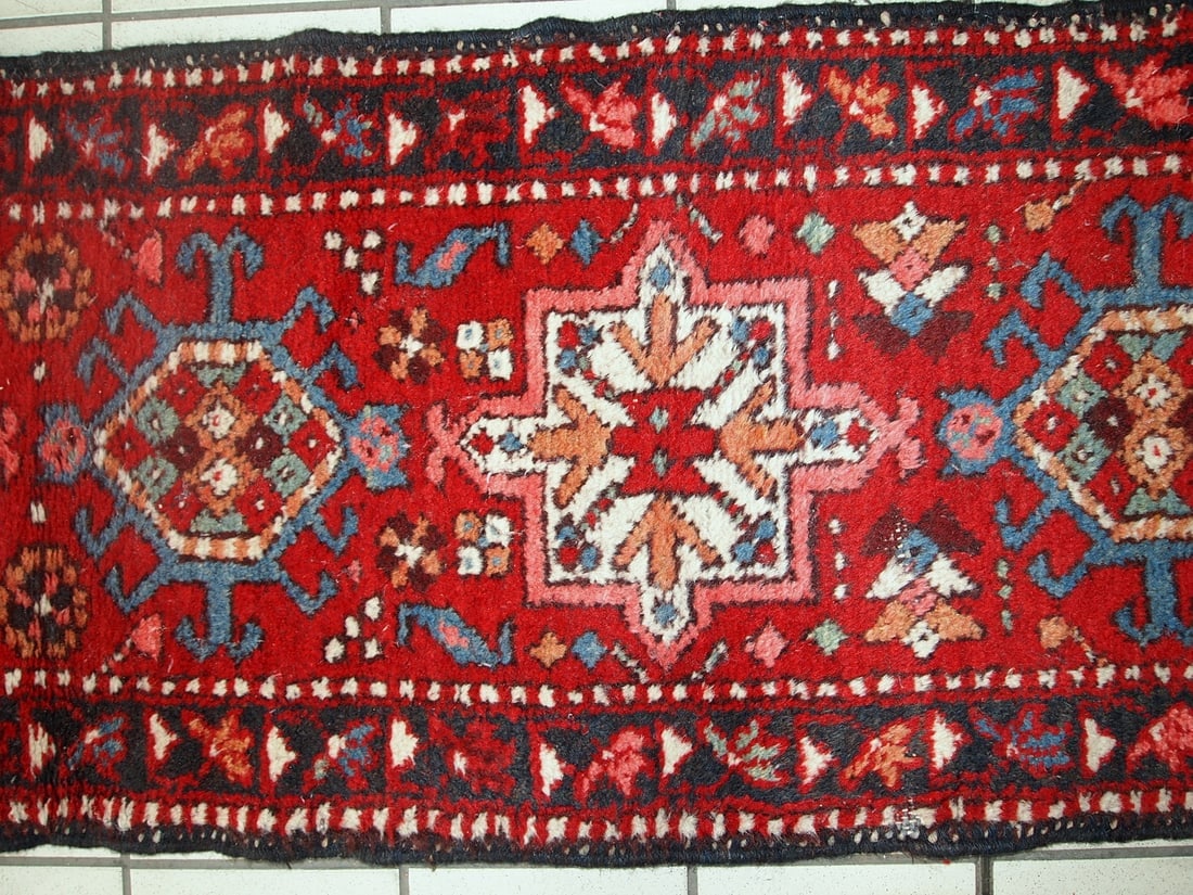 Handmade vintage Persian Karajeh runner 1.9' x 10.2' (57cm x 313cm) 1960s - 3