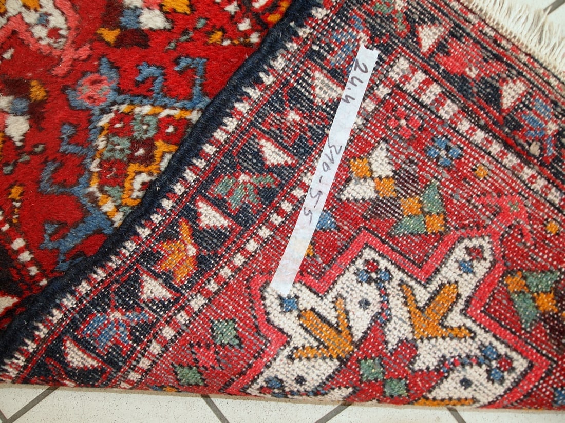 Handmade vintage Persian Karajeh runner 1.9' x 10.2' (57cm x 313cm) 1960s - 6