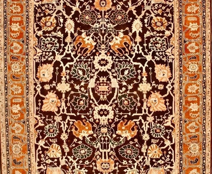 Hand Knotted Indo-Heriz Black Wool Geometric Oriental Area Rug 10'1" x 14'3" - 3