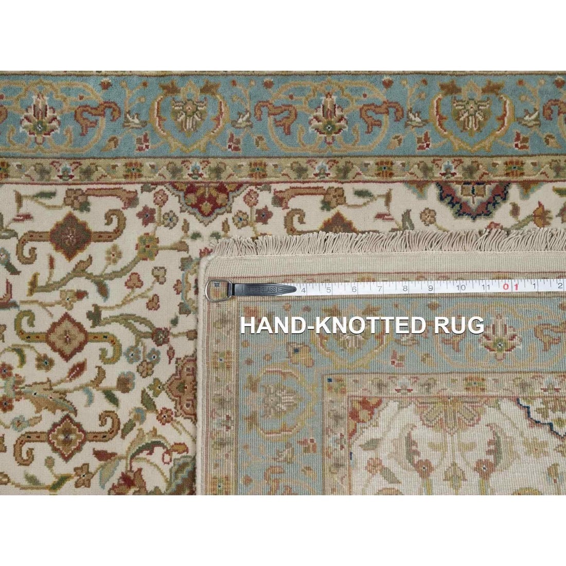 Ivory Kashan Design 300 KPSI New Zealand Wool Hand Knotted Runner Rug - 8