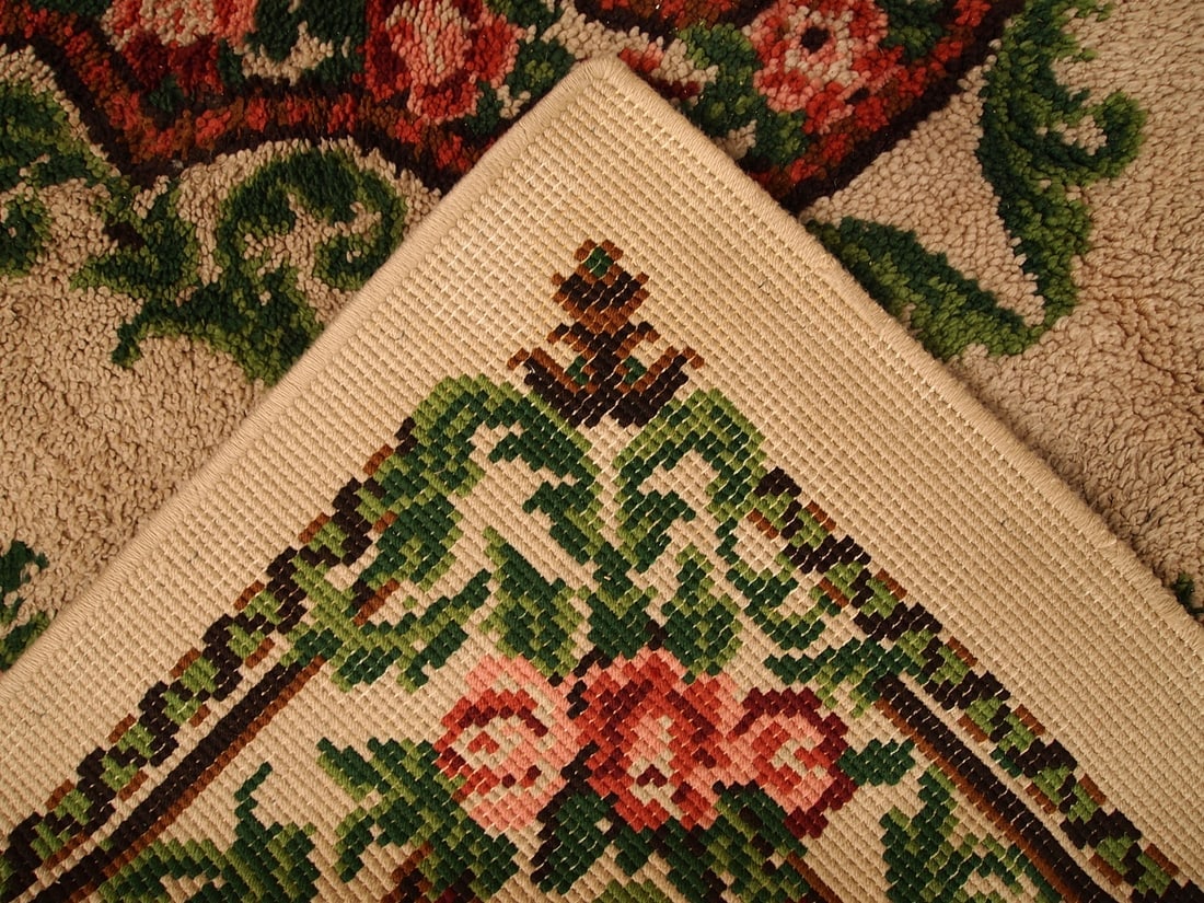 Vintage Belgian Savonnerie rug 6.5' x 9.8' ( 199cm x 299cm ) 1960s - 15