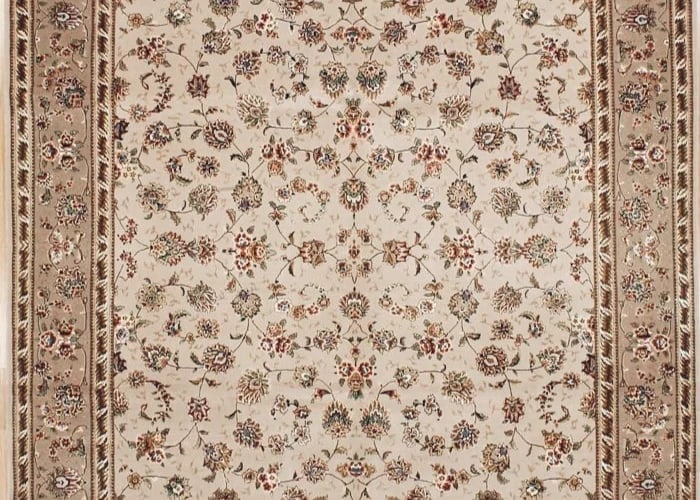 Hand-Knotted Sino-Kashan Beige Mauve All-Over Floral Oriental Rug Carpet 8' x 10' - 3