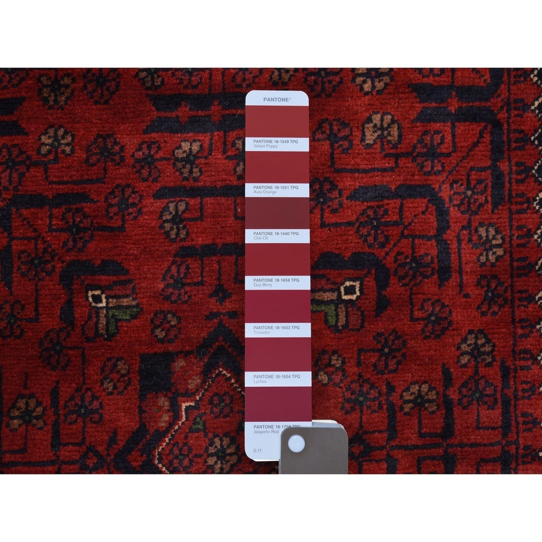 Red Hand Knotted Tribal Design Velvety Wool Afghan Khamyab Runner Rug - 3