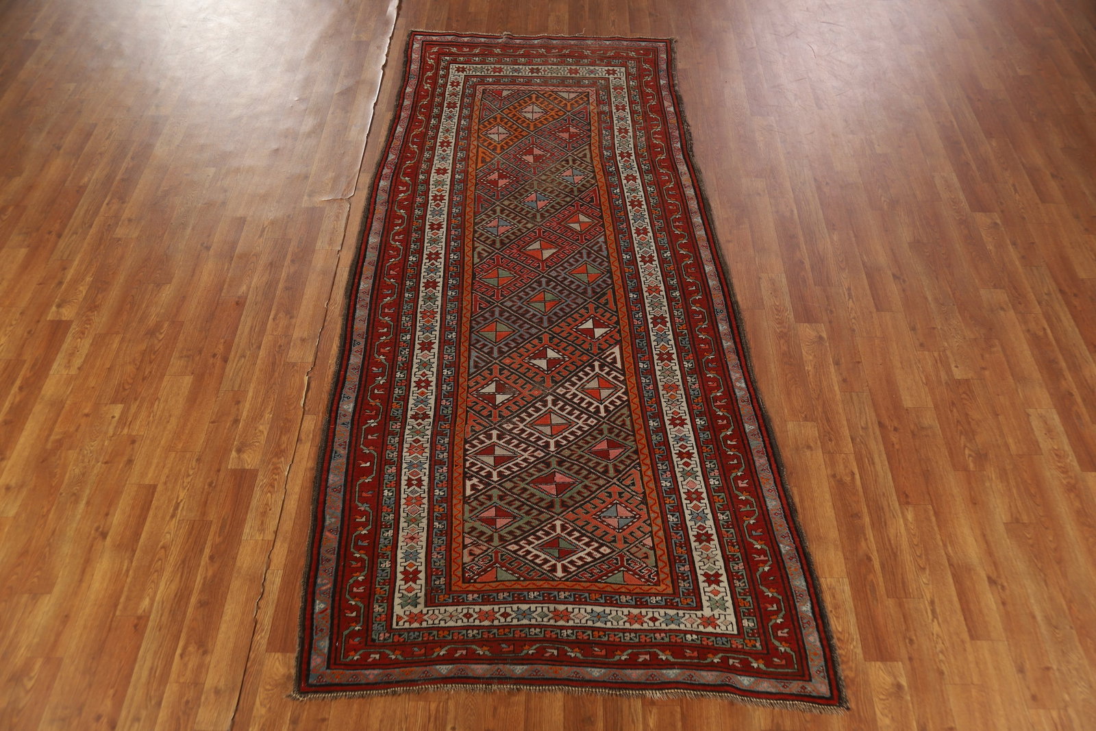 Vegetable Dye Wool Kazak Oriental Runner Rug 3x8 - 15