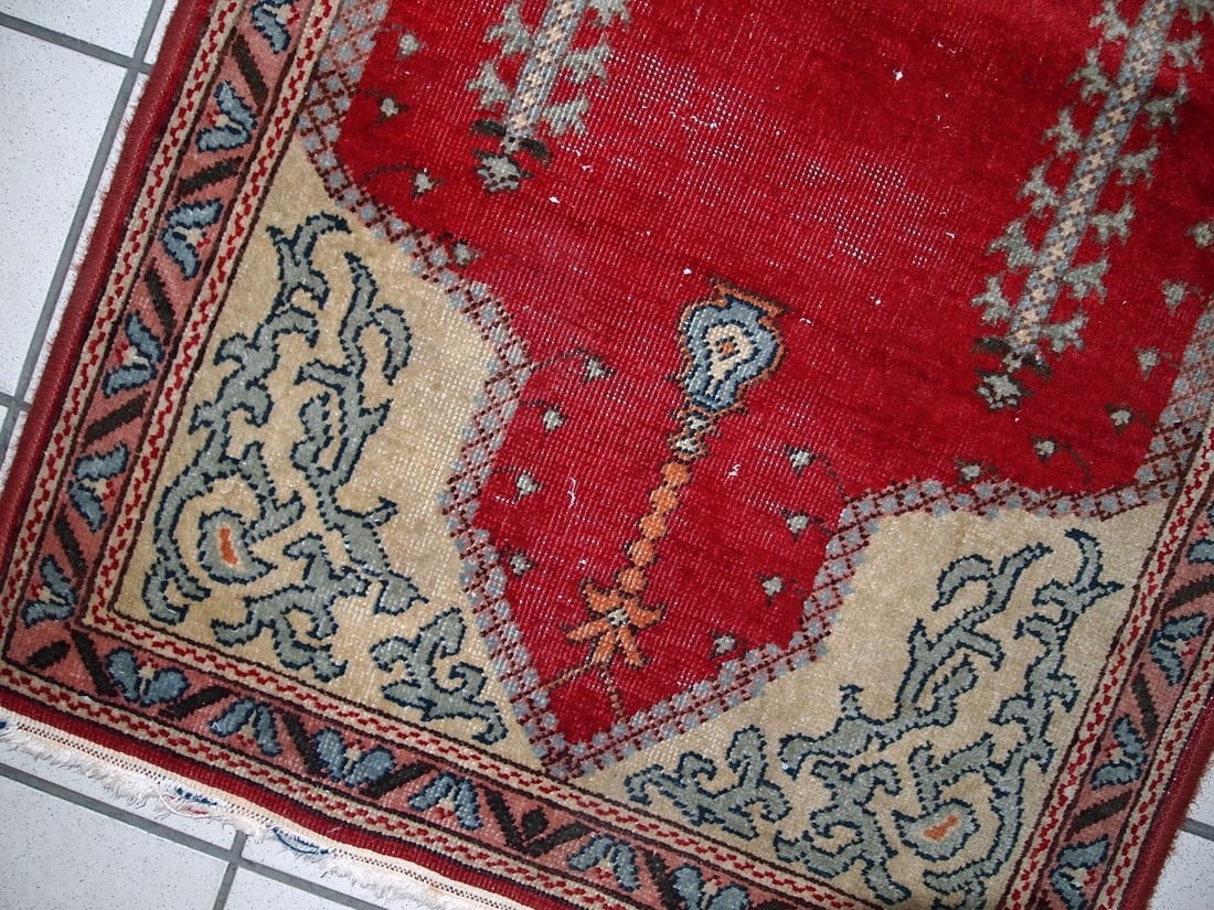 Handmade antique Turkish Konya rug 2.9' x 3.5' (69cm x 108cm) 1920s - 4