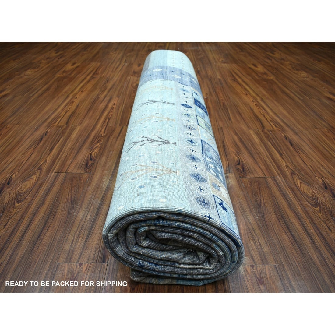 Space Gray, Afghan Kashkuli Gabbeh Design, Soft Wool Hand Knotted Rug - 9