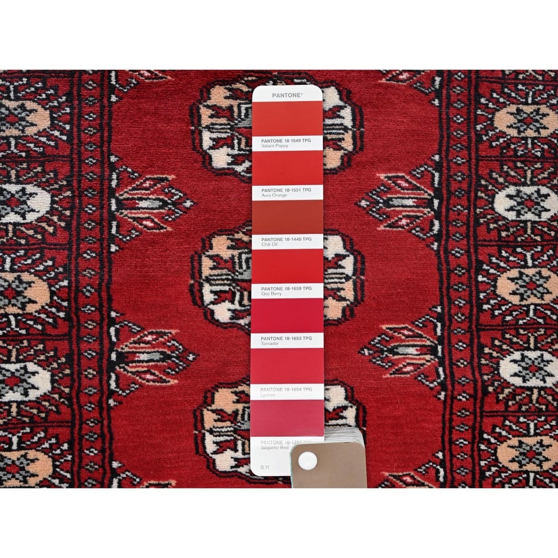 Red Princess Bokara Tribal Medallions All Wool Hand Knotted Runner Rug - 4