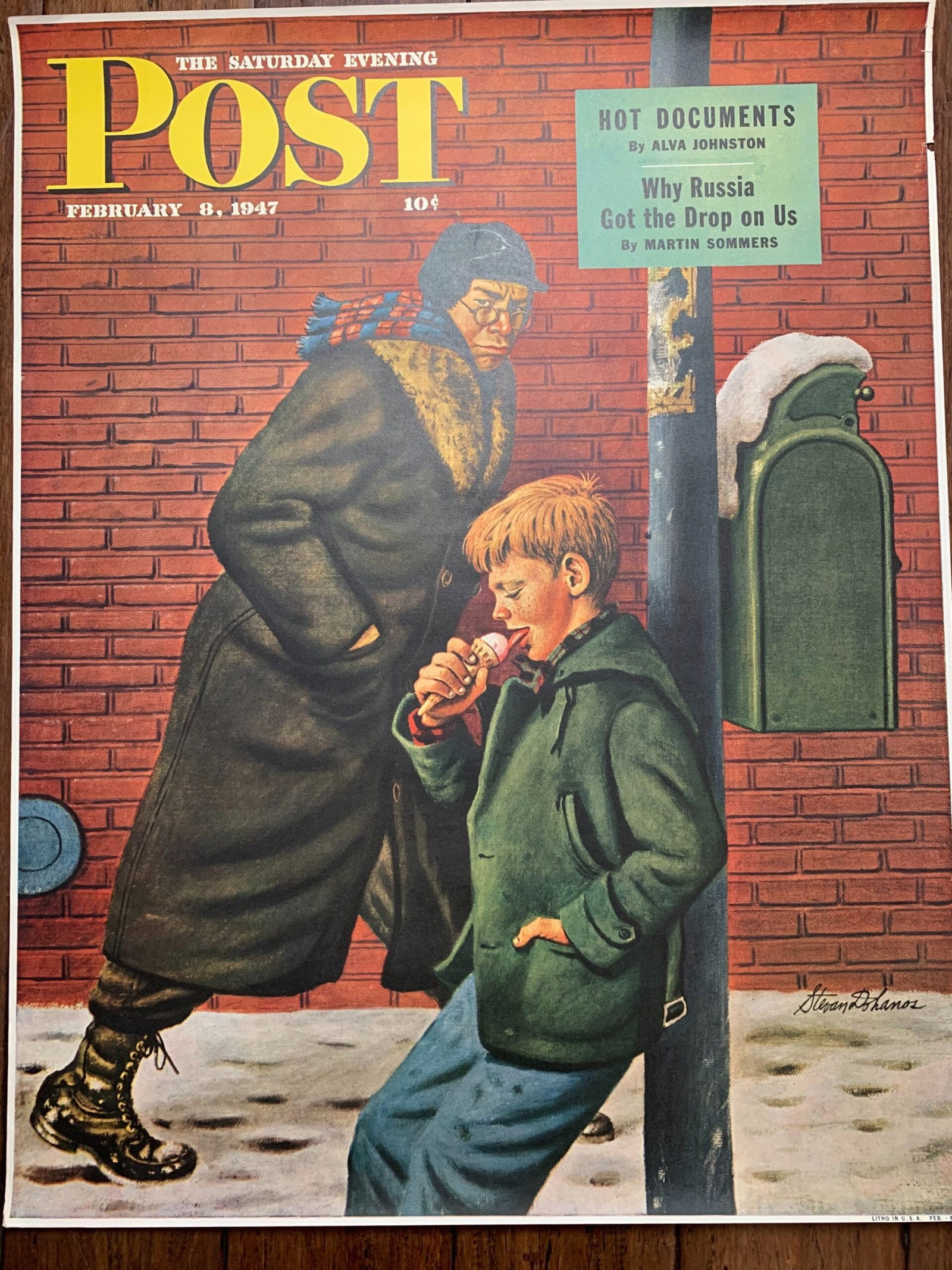 22x28 1947 Newstand Poster Saturday Evening Post - Art By Stevan Dohanos winter Ice Cream Cone (1 of 4)