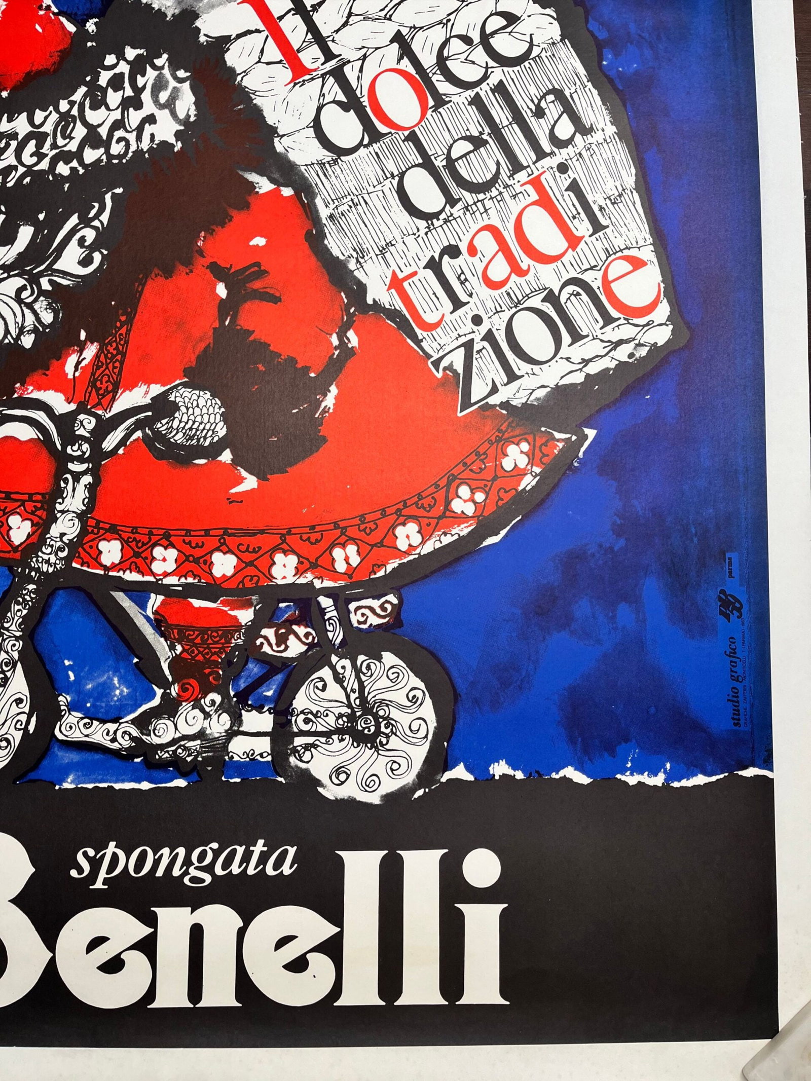 Spongato Benelli (1983) 38"x55" Italian Advertising Poster LB - 4