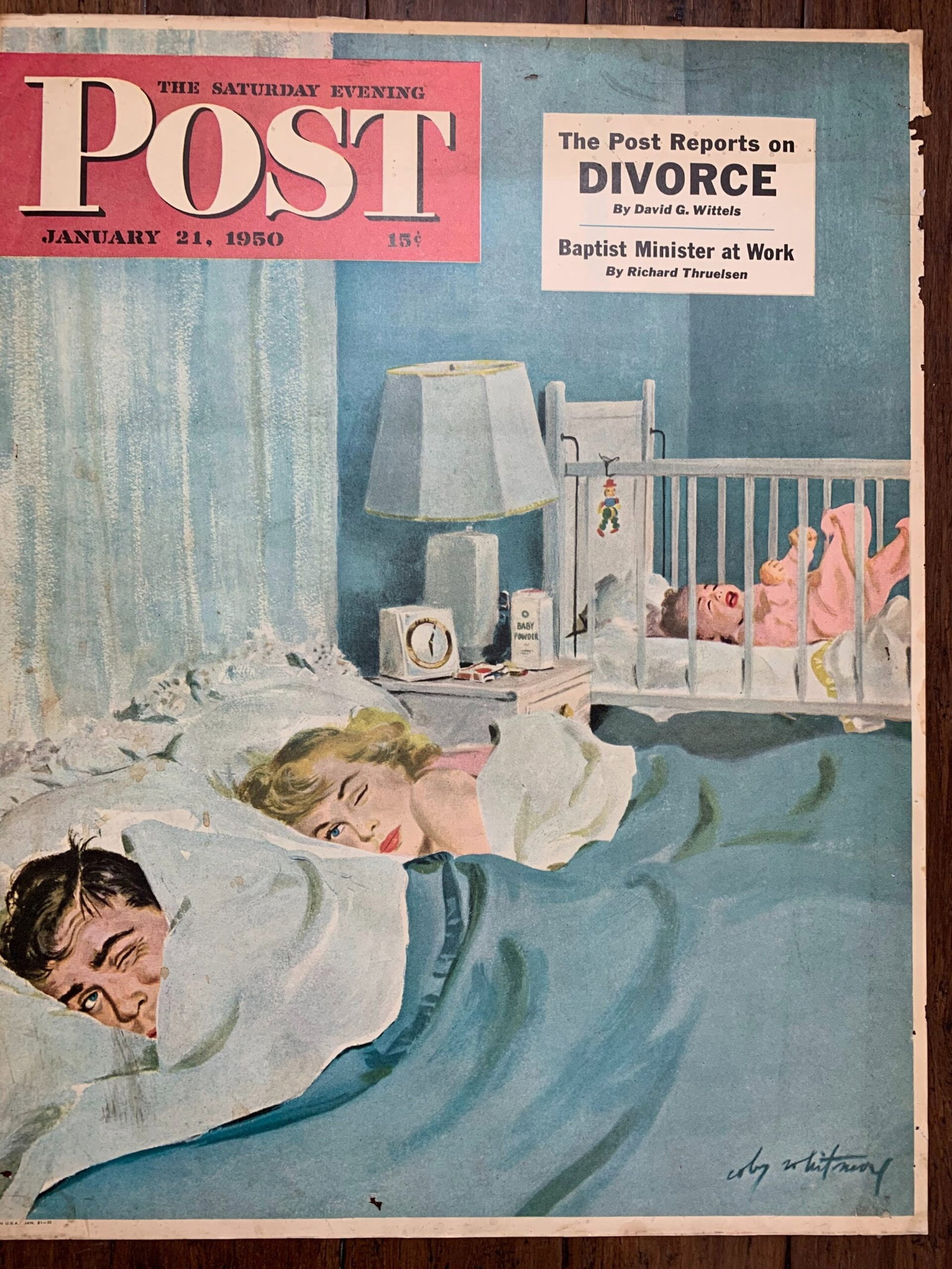 22x281950 Newstand Poster Saturday Evening Post - Art By M. Coburn Whitmore who’s Turn? (1 of 4)