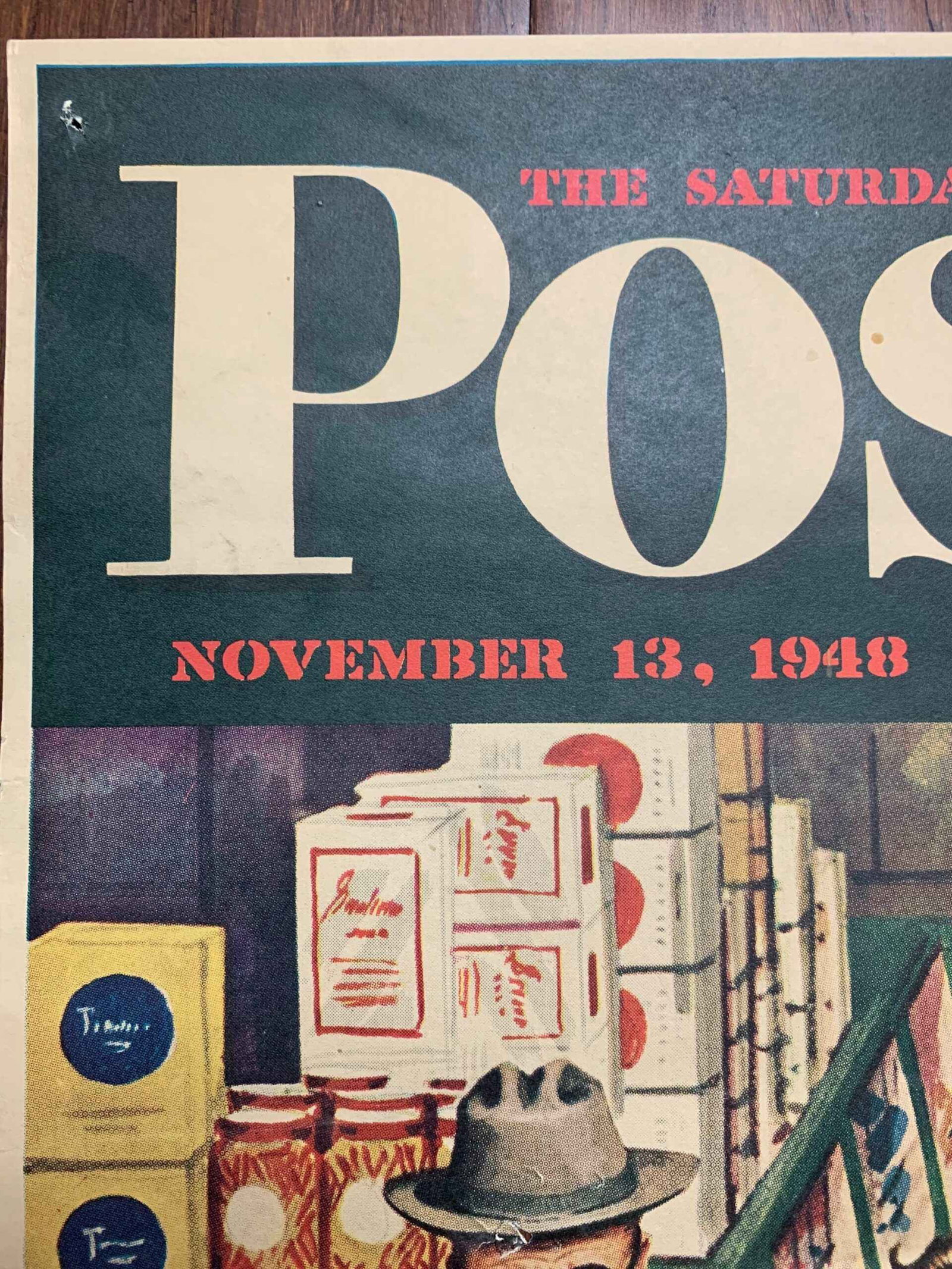 22x28 1948 Newstand Poster Saturday Evening Post - Art By Stevan Dohanos grocery Line - 2