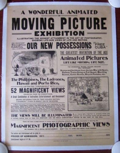 Moving Picture Exhibition - Original (1900) LB Poster- Our New Possessions Silent! (1 of 1)
