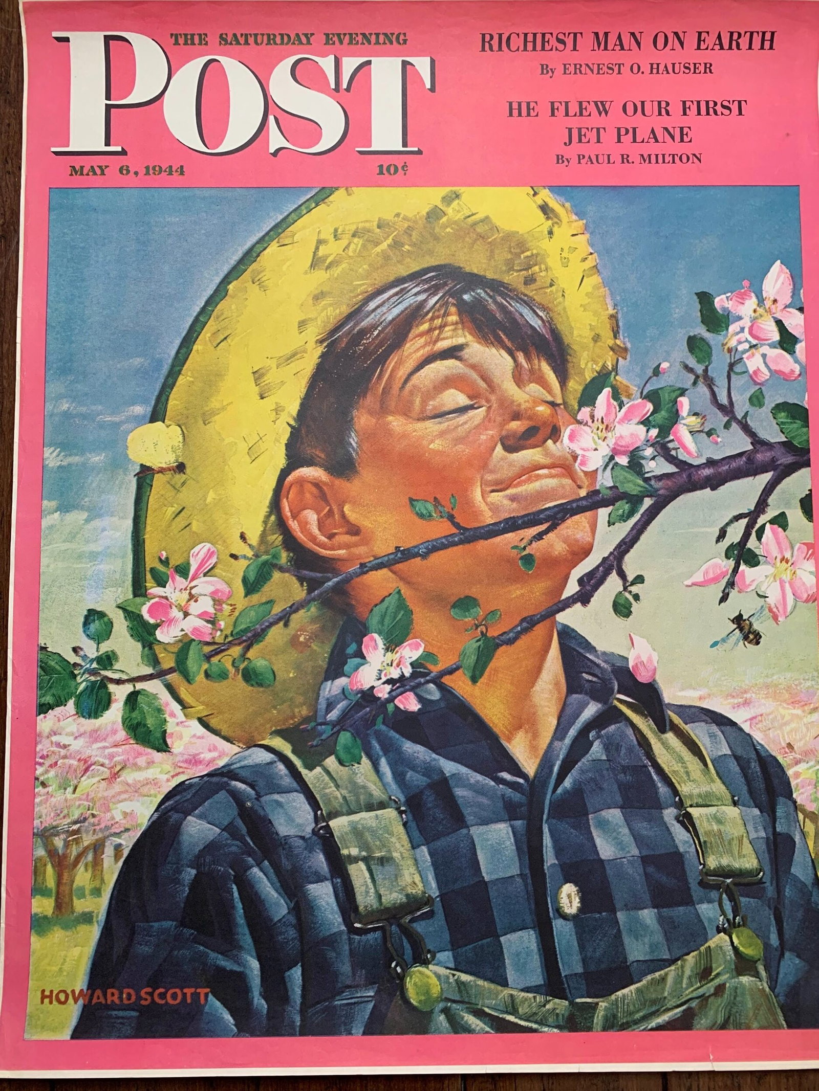 22x28 1944 Newstand Poster Saturday Evening Post - Art By Howard Scott apple Blossoms (1 of 4)
