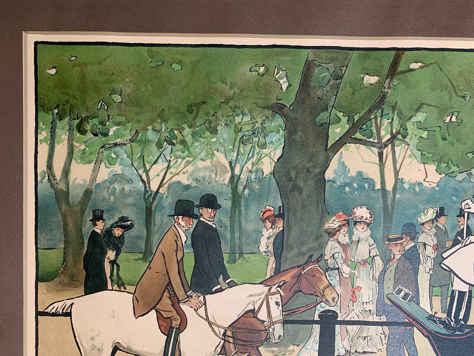 Town - Art by Thackeray (r.unk) 21.5 x 31.75 US Early Automobile Lithograph Poster - 3