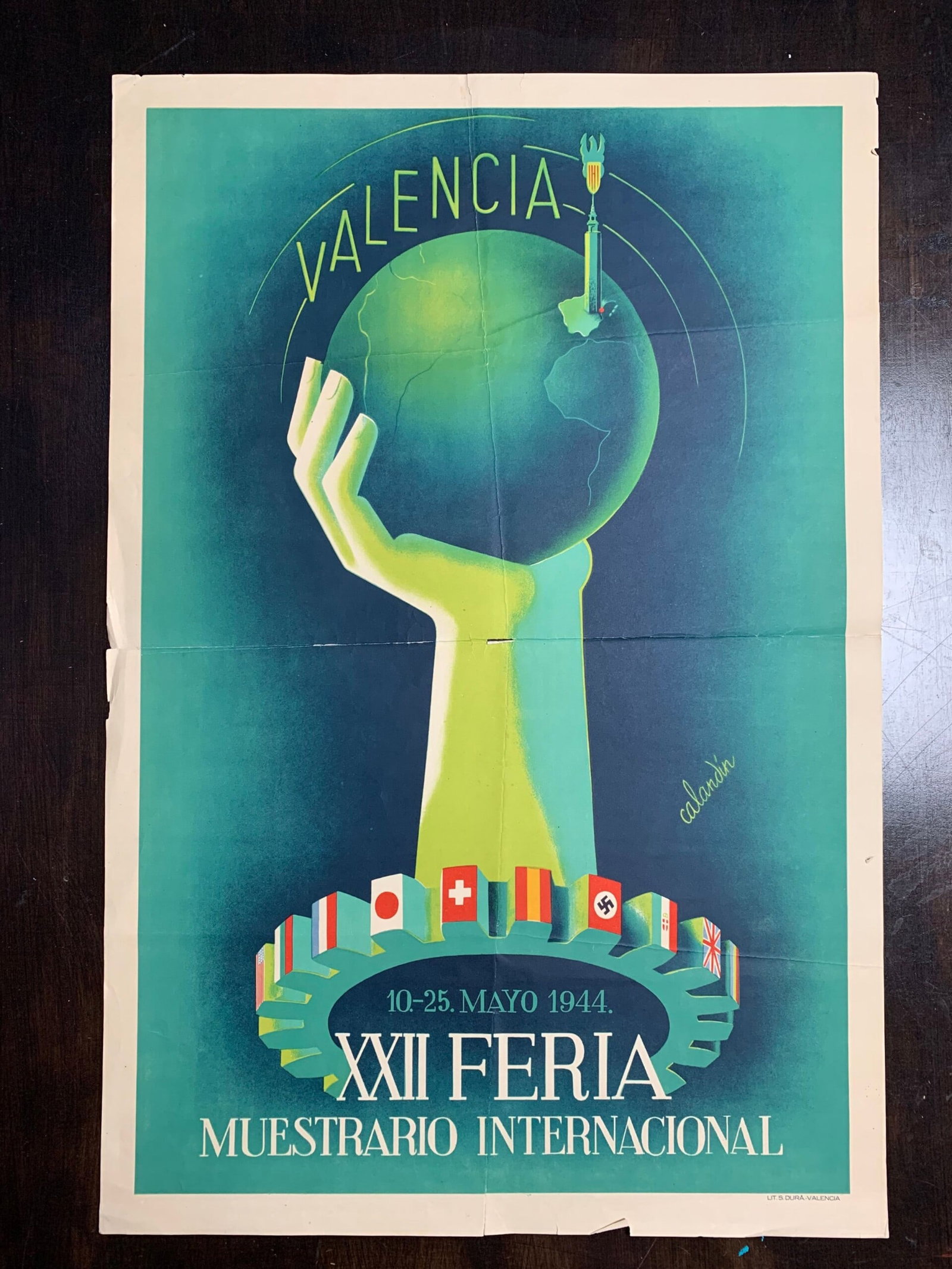 Valencia XXII Feria - J.Masia (1944) 17 x 25 Spanish Trade Fair Poster (1 of 5)