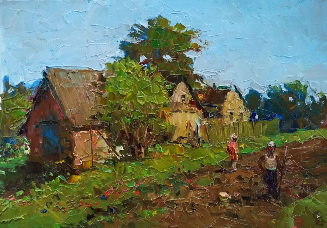 Oil painting Field work Sergey Ivanovich Animov: Title: Oil painting Field work Sergey Ivanovich Animov Description: 481DDD Painter: Sergey Ivanovich Animov Size: 26x38 cm/ 10.23x14.96 inches Components: canvas, oil Original painting from our collec