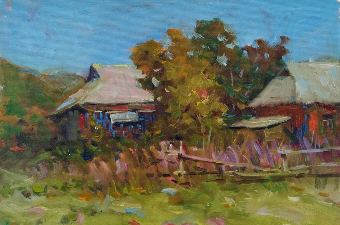 Oil painting Porch Sergey Ivanovich Animov: Title: Oil painting Porch Sergey Ivanovich Animov Description: 484DDD Painter: Sergey Ivanovich Animov Size: 26x38 cm/ 10.23x14.96 inches Components: canvas, oil Original painting from our