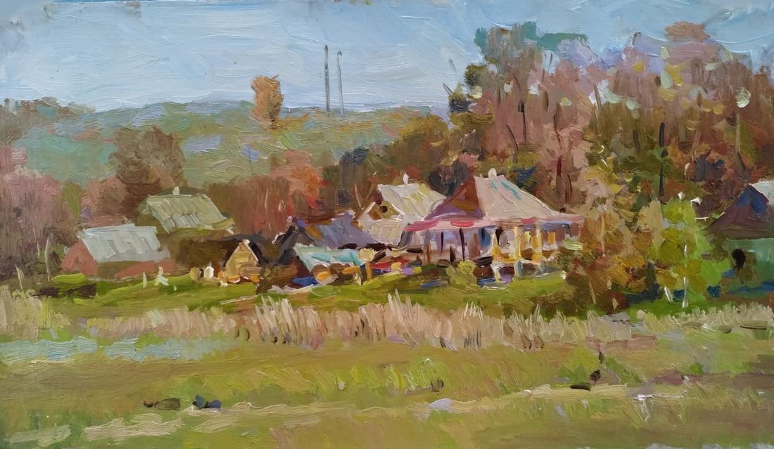 Oil painting Fields Sergey Ivanovich Animov: Title: Oil painting Fields Sergey Ivanovich Animov Description: 485DDD Painter: Sergey Ivanovich Animov Size: 26x38 cm/ 10.23x14.96 inches Components: canvas, oil Original painting from our collection