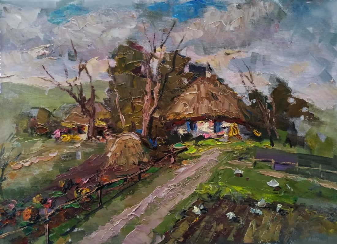 Oil painting Home Sergey Ivanovich Animov: Title: Oil painting Home Sergey Ivanovich Animov Description: 501DDD Painter: Sergey Ivanovich Animov Size: 26x38 cm/ 10.23x14.96 inches Components: canvas, oil Original painting from our collection E