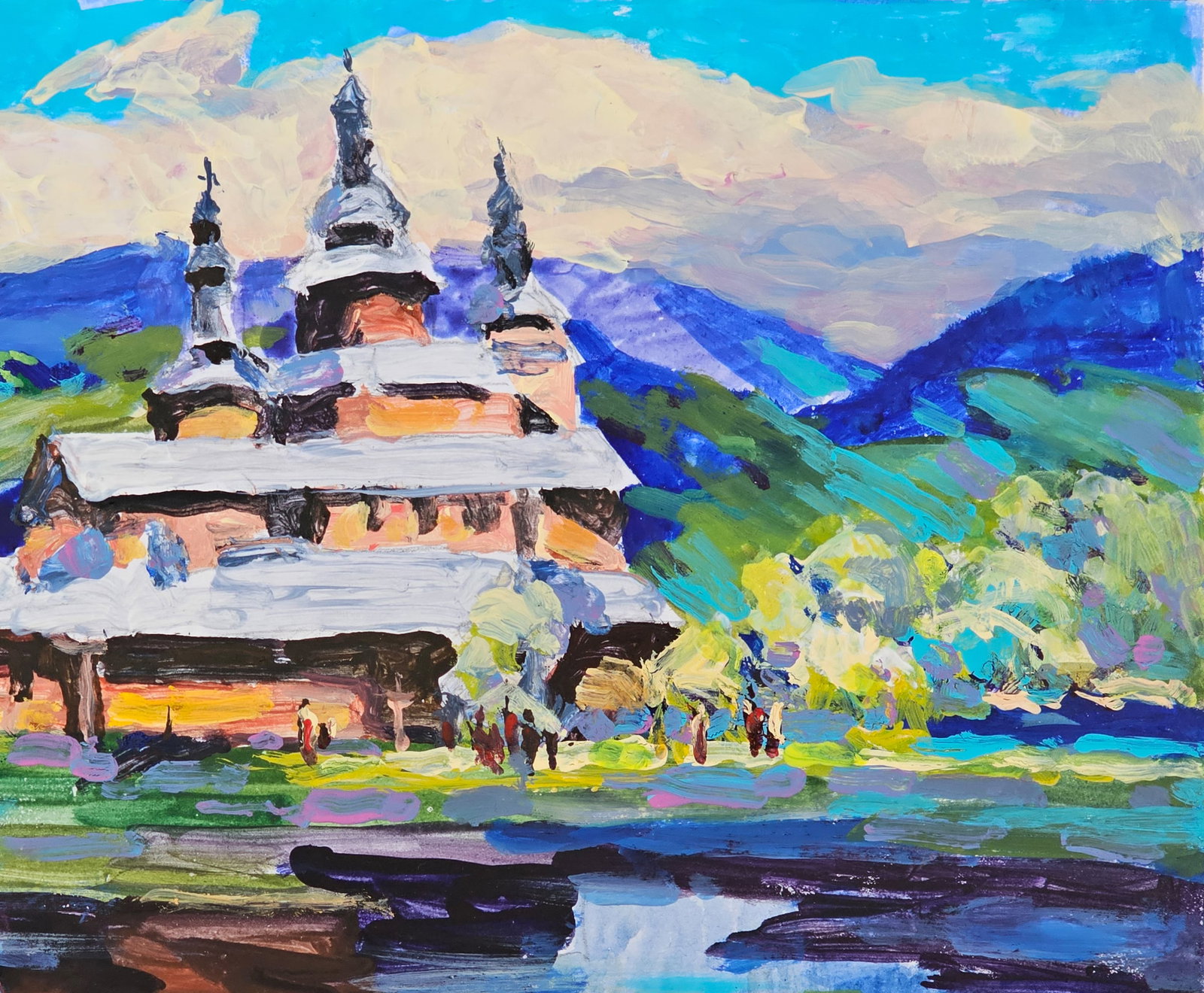 Acrylic painting city of Ivano-Frankivsk Vyacheslav Petrovich Babac - 4