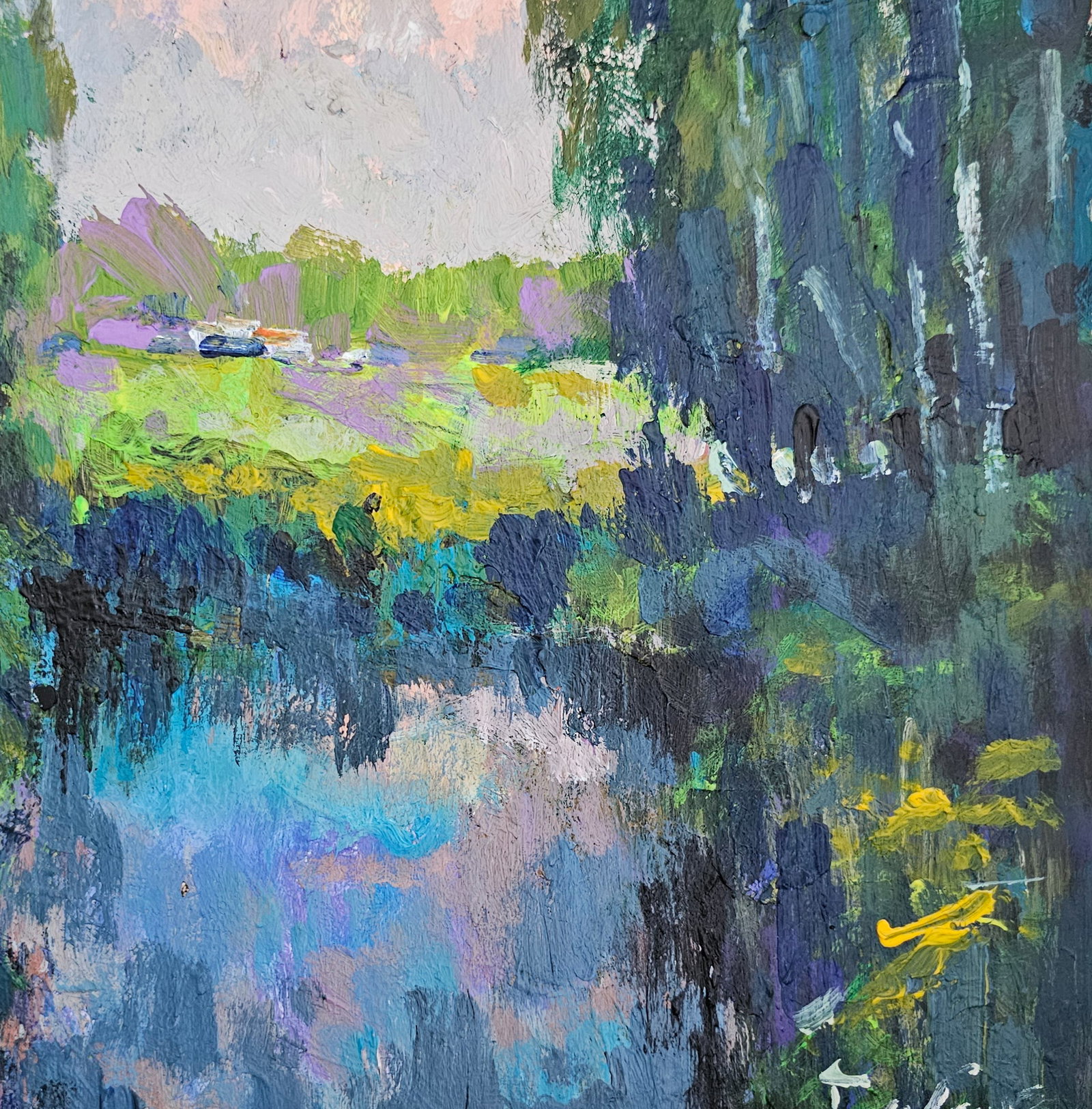 Acrylic painting Lake Vyacheslav Petrovich Babac - 9