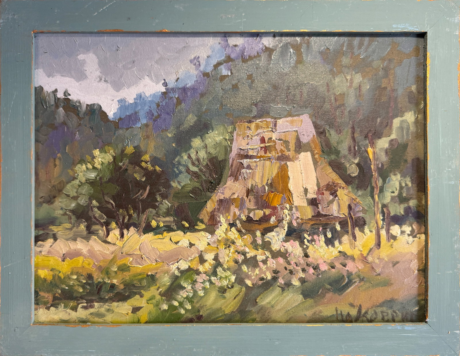 Oil painting with frame An old house K. Leonid - 2