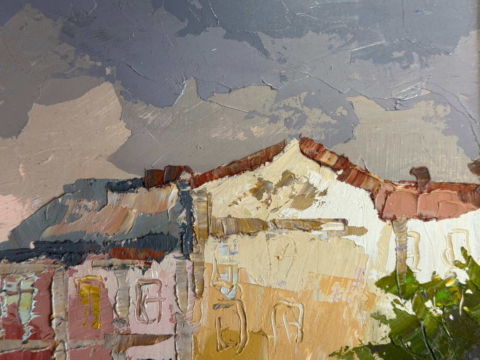 Oil painting with frame Lviv market square K. Leonid - 4