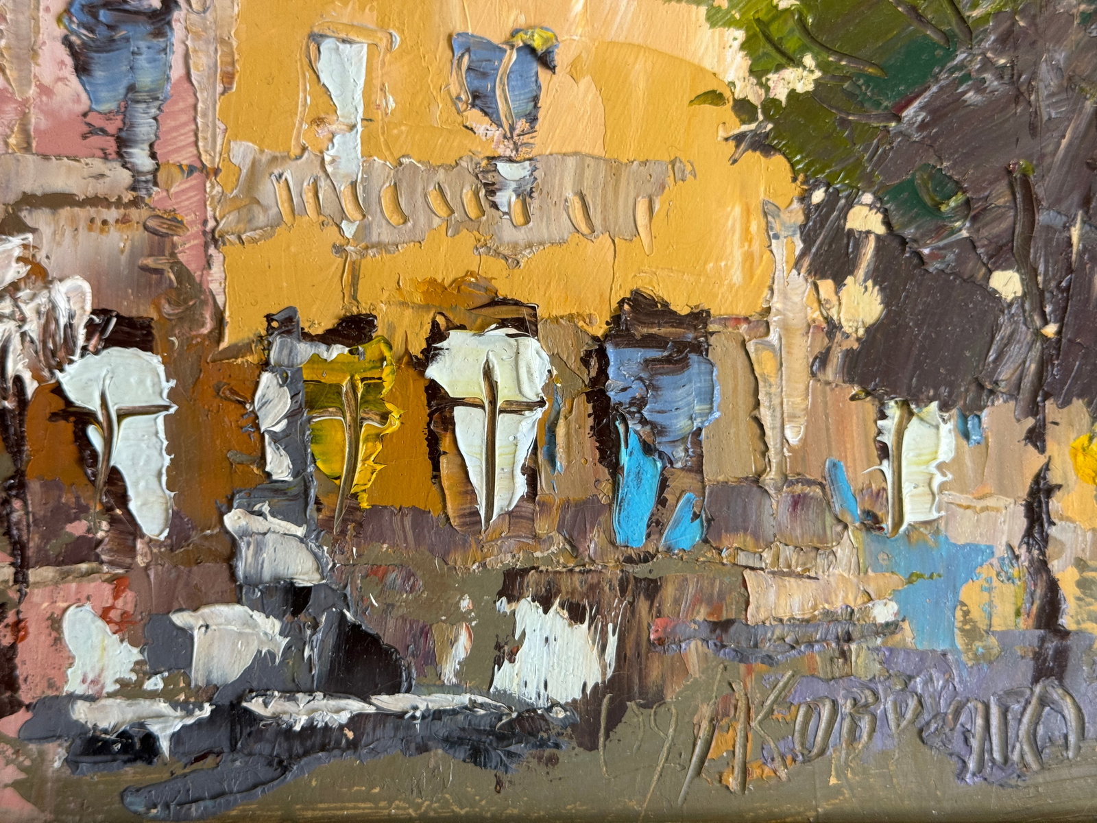 Oil painting with frame Lviv market square K. Leonid - 6