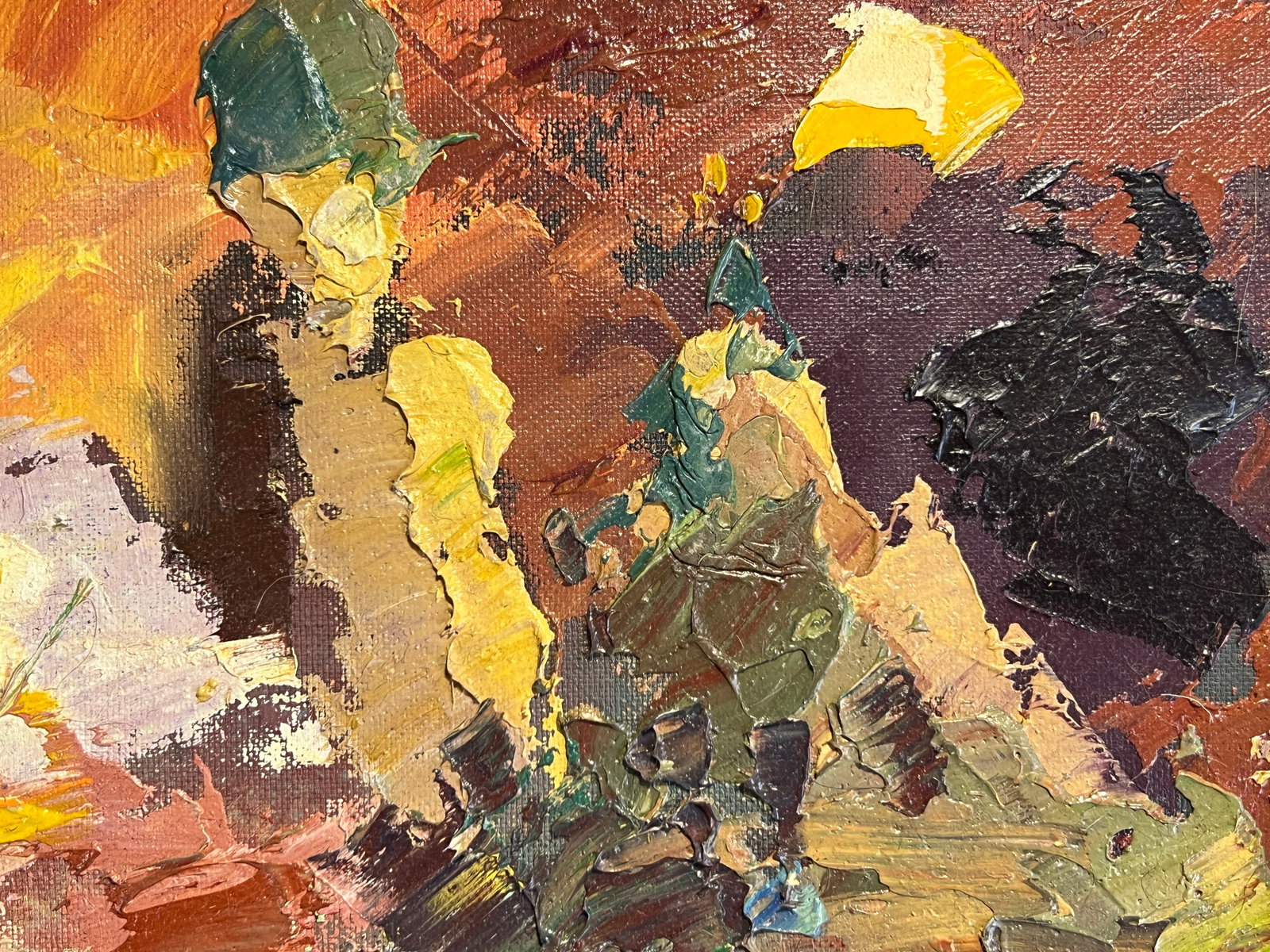 Abstract Oil painting with frame Lviv, Bernardine Monastery, Evening, Spring K. Leonid - 5