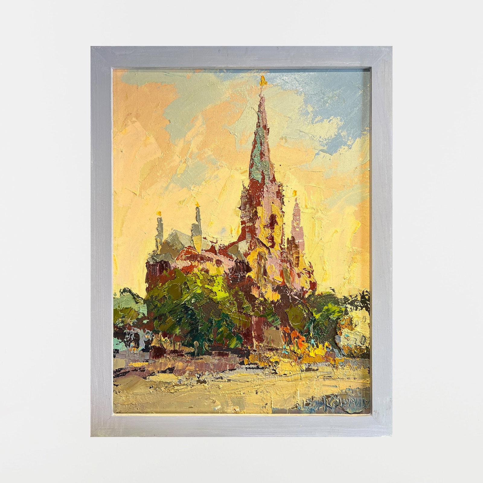 Oil painting with frame Church of Saints Olga and Elizabeth (Lviv) K. Leonid: Title: Oil painting with frame Church of Saints Olga and Elizabeth (Lviv) K. Leonid Description: 176KK Painter: K. Leonid Size: 40x30 cm/ 15.74x11.81 inches Components: oil, canvas, cardboard