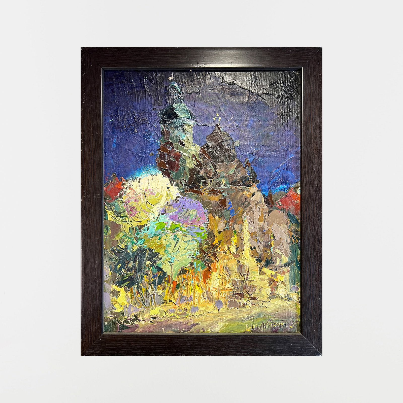 Abstract Oil painting with frame Lviv, Bernardine Monastery, Night K. Leonid - 2