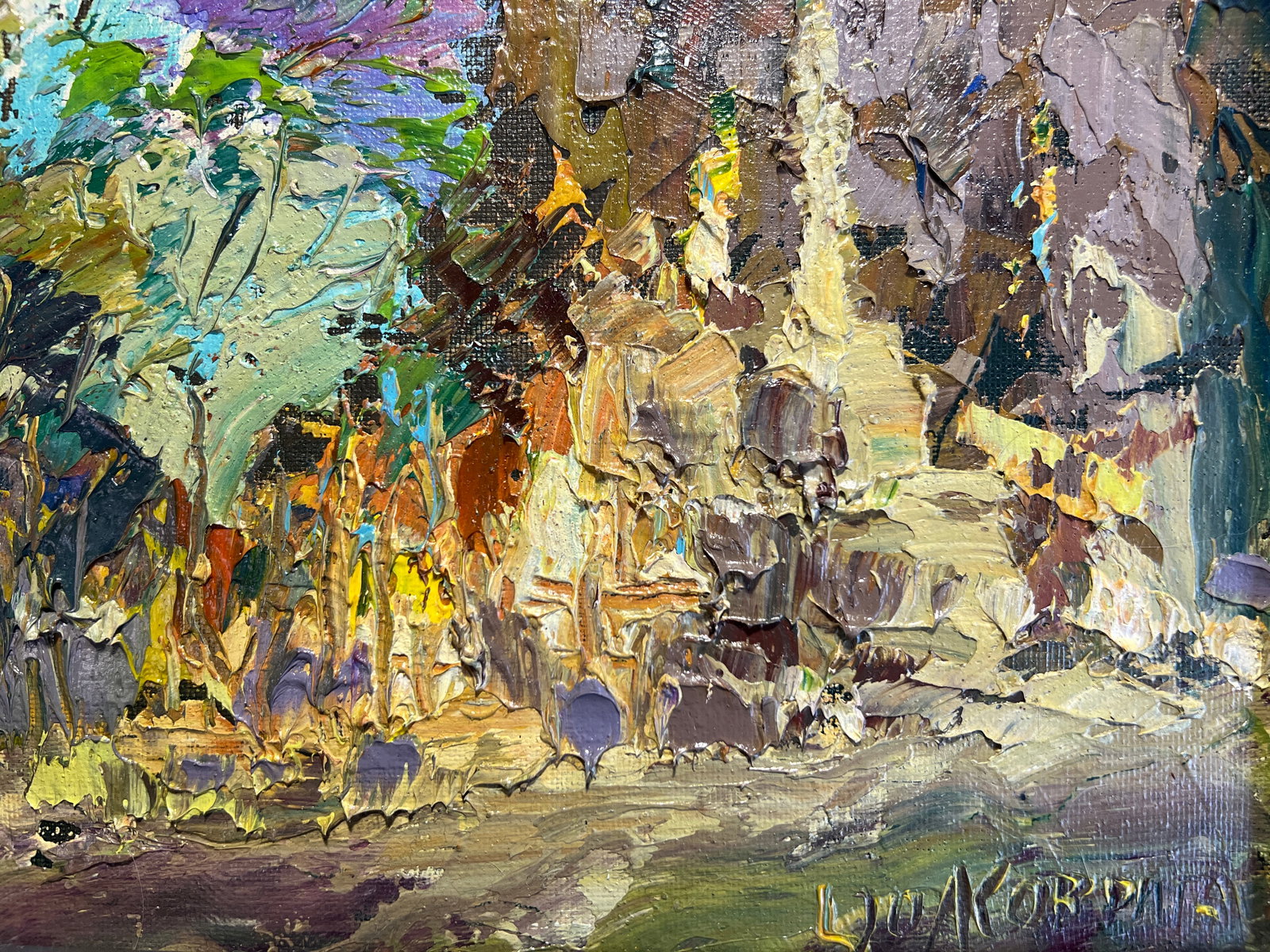 Abstract Oil painting with frame Lviv, Bernardine Monastery, Night K. Leonid - 7