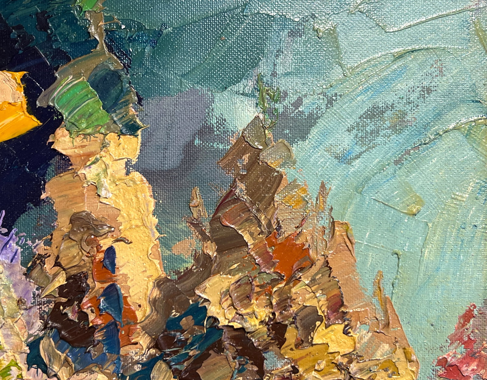 Abstract Oil painting with frame Lviv, Bernardine Monastery, Evening, Spring K. Leonid - 5