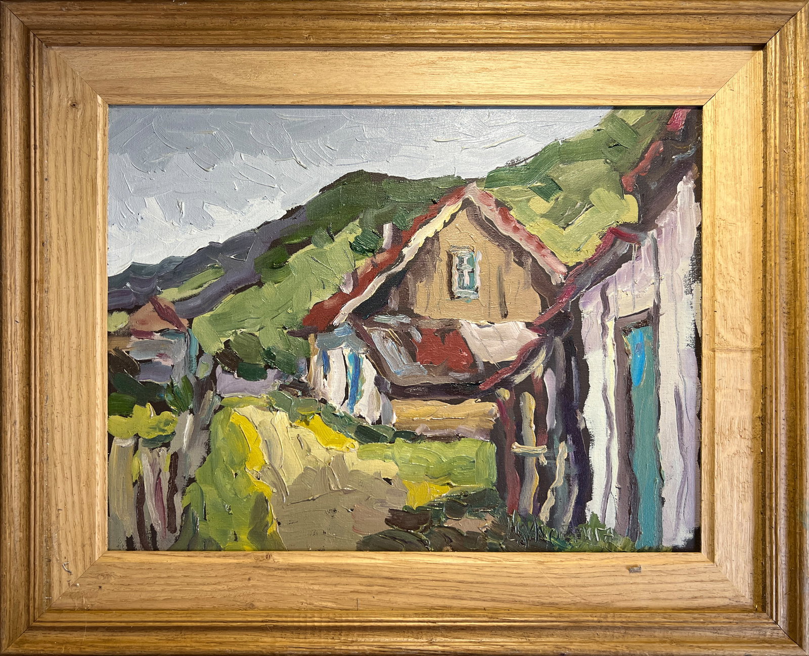 Oil painting with frame An old house in the Carpathians K. Leonid: Title: Oil painting with frame An old house in the Carpathians K. Leonid Description: 196KK Painter: K. Leonid Size: 30x40 cm/ 11.81x15.74 inches Components: oil, canvas Original painting CONDITION: e