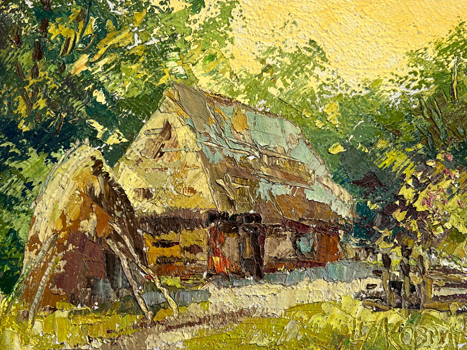 Oil painting with frame An old house K. Leonid - 3